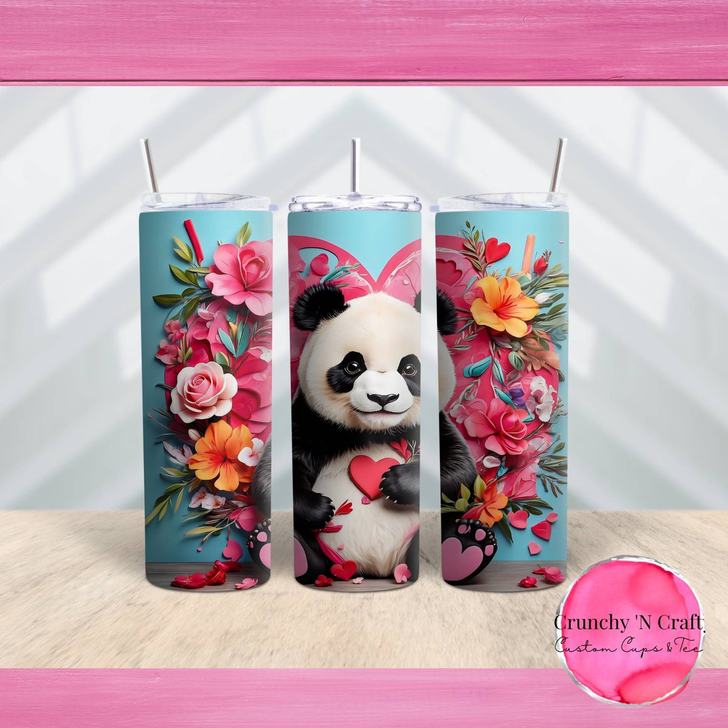 Valentine Panda 20 ounce tumbler