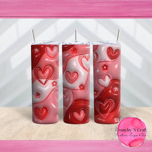 Puffy heart Valentine 20 ounce tumbler