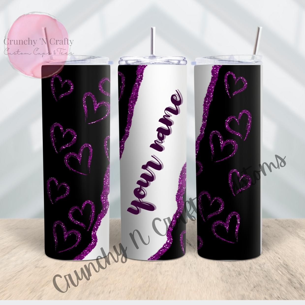 Personalized purple Valentine's day 20 ounce holiday tumbler