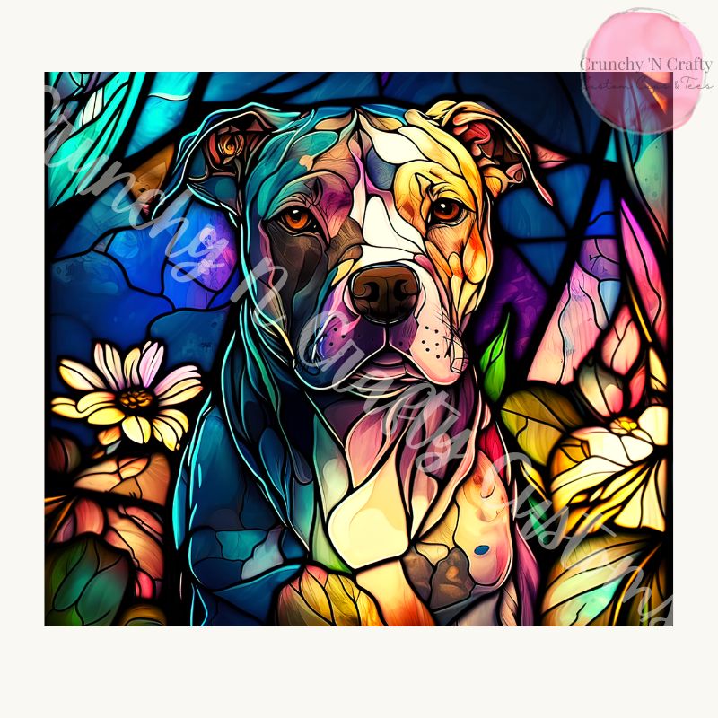 Pitbull/ Pittie stained glass look 20-ounce tumbler/cup