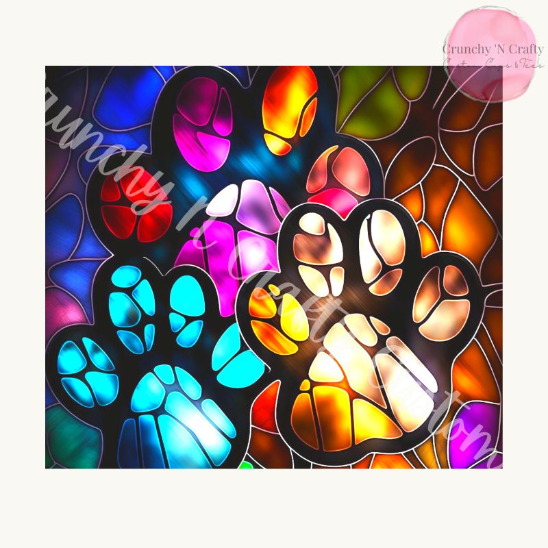 Paw Prints stained glass look 20-ounce tumbler/cup