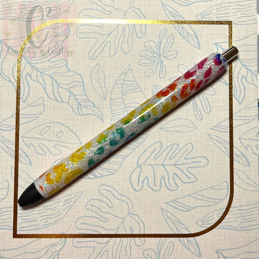 Rainbow leopard print custom pen